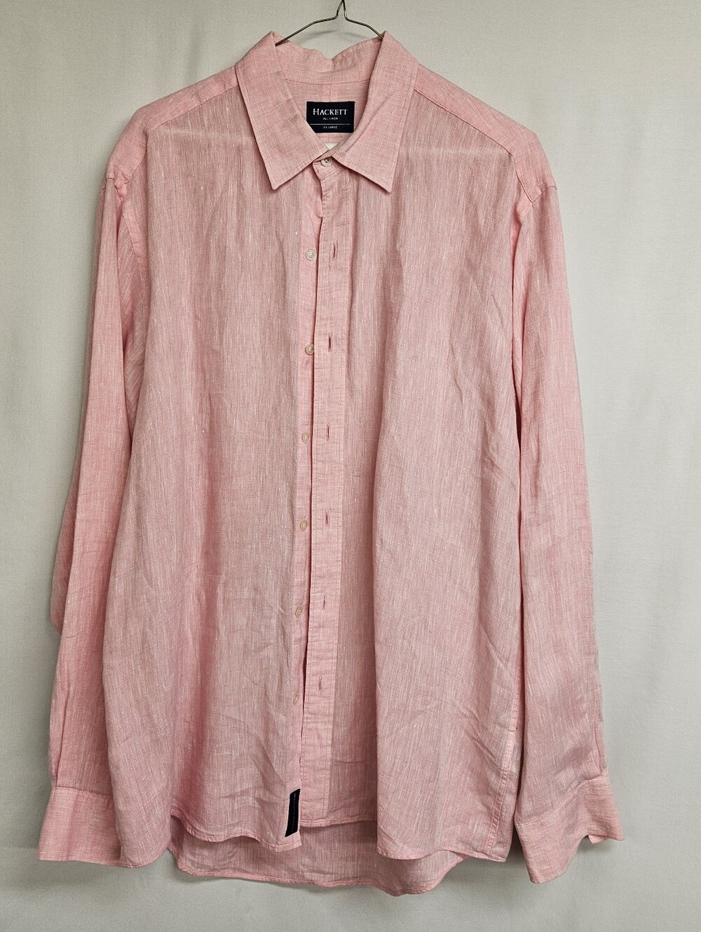 Hackett London Men's Pink All Linen Shirt Size XXL 2XL